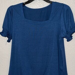 Women's Blue Square Neck Top New Medium